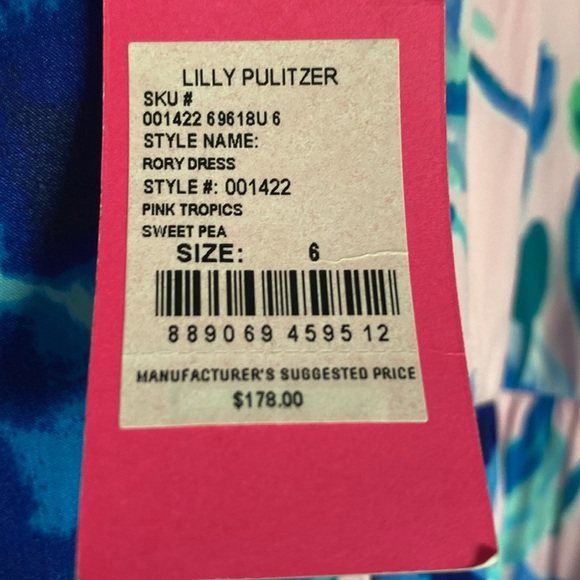 NWT Lilly pulitzer rory dress sweet pea, pink tropics - Picture 16 of 16